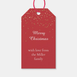 Etiqueta Para Presente Natal Confete Glitzy Dourado Vermelho