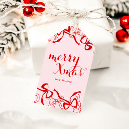 Etiqueta Para Presente Natal Coquette Rosa Vermelho Feminino