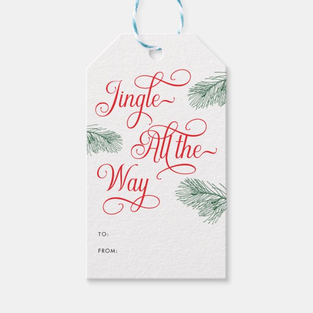 Etiqueta Para Presente Natal da Caligrafia Vermelha Elegante (Frente)