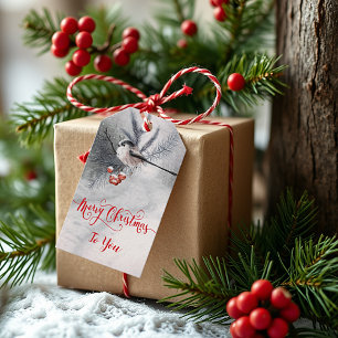 Etiqueta Para Presente Natal da Doce Ave de Inverno