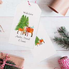 Etiqueta Para Presente Natal da Família de Veados Personalizado