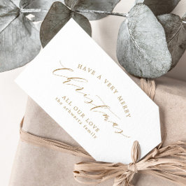 Etiqueta Para Presente Natal da família mínima Dourada moderna