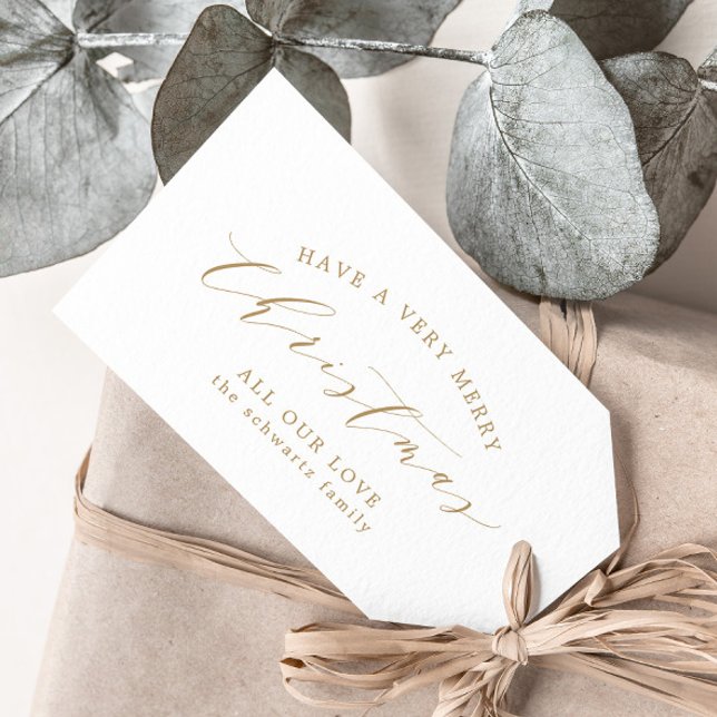 Etiqueta Para Presente Natal da família mínima Dourada moderna (Criador carregado)