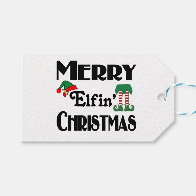 Etiqueta Para Presente Natal da feliz Elfin (Frente (horizontal))