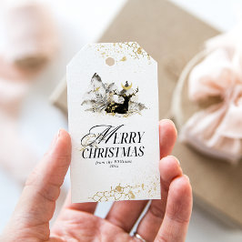 Etiqueta Para Presente Natal da Floresta Mágica de Lua Dourada Moderna
