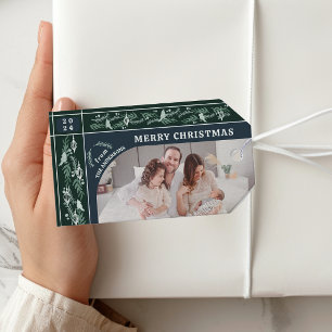Etiqueta Para Presente Natal da Foto Moderna Evergreen Garland