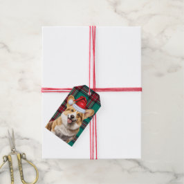 Etiqueta Para Presente Natal da Xadrez de Férias Pembroke Welsh Corgi