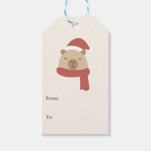 Etiqueta Para Presente Natal de Capivara Aconchegante