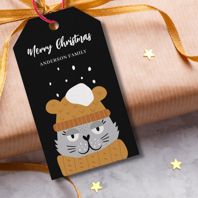 Etiqueta Para Presente Natal de Cat Personalizado (Criador carregado)