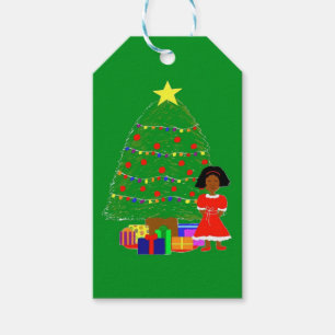 Etiqueta Para Presente Natal de Cutie do cacau Árvore-Verde