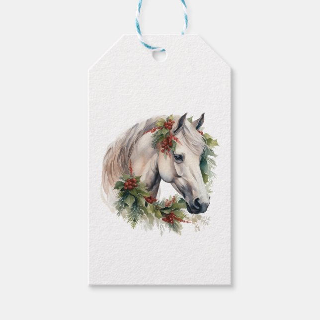 Etiqueta Para Presente Natal de Equinos Elegantes (Frente)