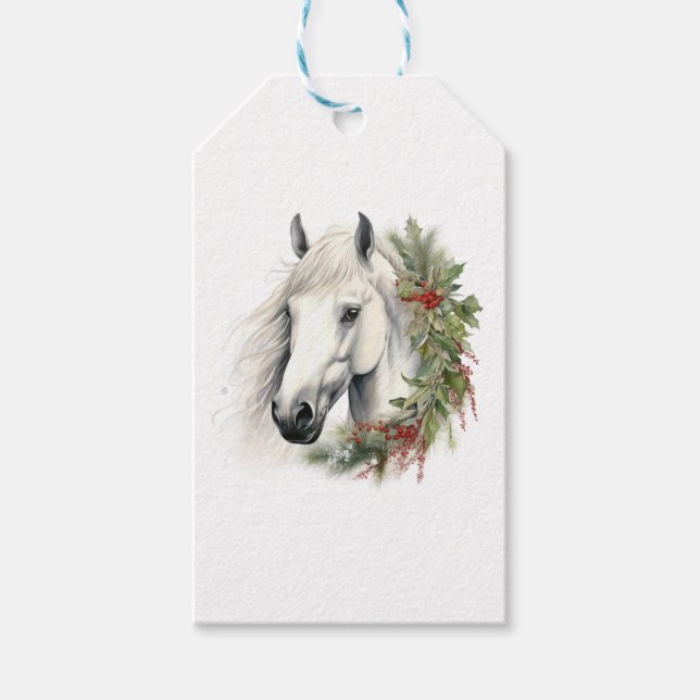 Etiqueta Para Presente Natal de Equinos Elegantes (Frente)