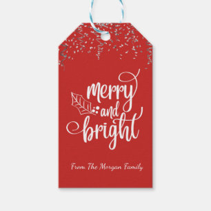 Etiqueta Para Presente Natal De Férias,Confetti, Vermelho, Feliz E Brilho