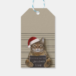 Etiqueta Para Presente Natal de Gato de Mugshot