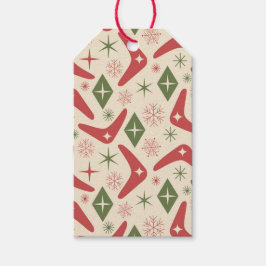 Etiqueta Para Presente Natal de Meados do Século com Boomerangs e Diamant