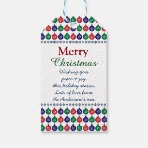 Etiqueta Para Presente Natal de Mensagem Personalizada de Padrão Baleável