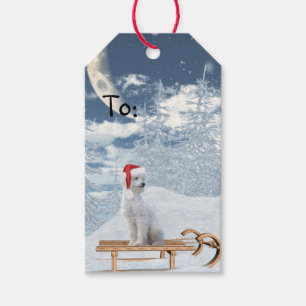 Etiqueta Para Presente Natal de Poodle Branco
