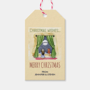 Etiqueta Para Presente Natal Deseja Natal para Criança e Gatinho