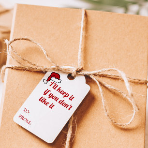 Etiqueta Para Presente Natal Divertido Retro Vermelho Desenhado à Mão Cha