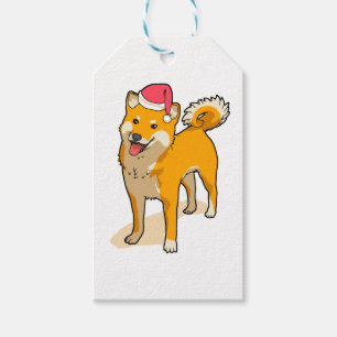Etiqueta Para Presente Natal do Cão Shiba Inu Papai Noel