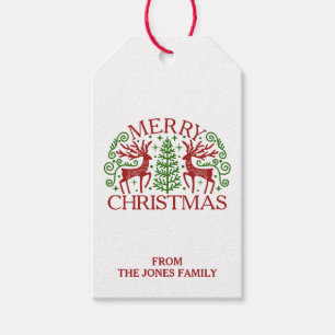 Etiqueta Para Presente Natal do Cervo Escandinavo Personalizado