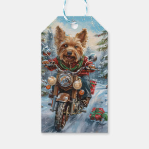 Etiqueta Para Presente Natal do Motociclismo Terrier australiano