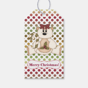 Etiqueta Para Presente Natal do Reversible de Polkadot do urso polar