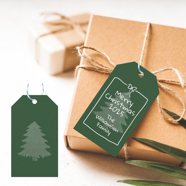 Etiqueta Para Presente Natal Doodle Caprichoso Verde Personalizado  (Criador carregado)