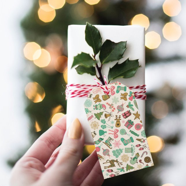 Etiqueta Para Presente Natal dos ornamentos Retro Whimsy (Criador carregado)