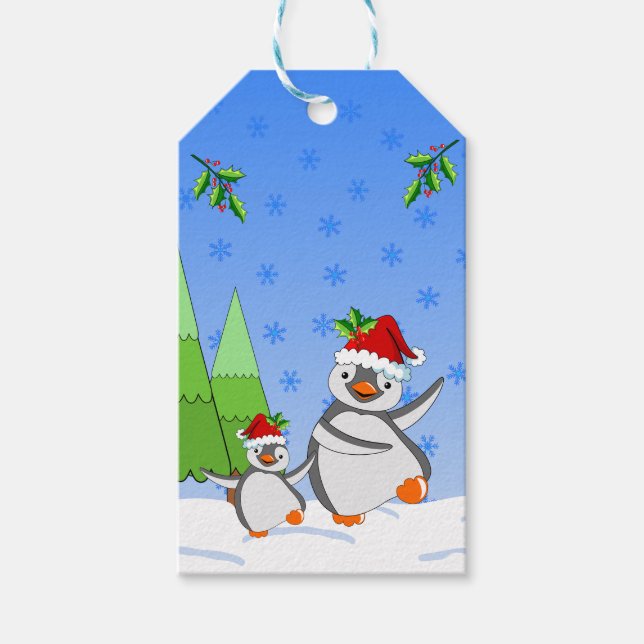 Etiqueta Para Presente Natal dos Pinguins  (Frente)