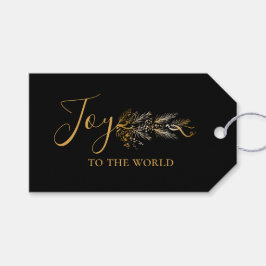 Etiqueta Para Presente Natal Dourado e elegante da alegria Botânica Negra