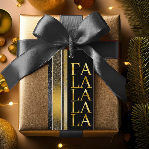 Etiqueta Para Presente Natal Dourado preto Fa La Pattern#27 ID1009