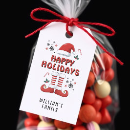 Etiqueta Para Presente Natal Elf Boots Papai Noel Branco