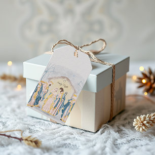 Etiqueta Para Presente Natal em ouro e azul