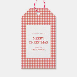 Etiqueta Para Presente Natal em Xadrez Vermelho
