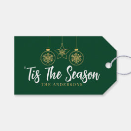 Etiqueta Para Presente Natal 'Esta É A Época Verde, Dourada Família Branc