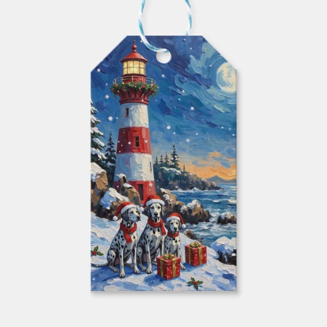 Etiqueta Para Presente Natal Farol de Natal Dalmata (Frente)