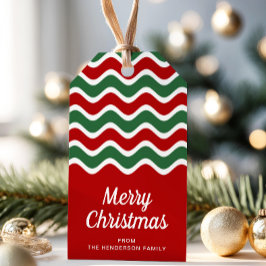 Etiqueta Para Presente Natal Feliz com Letra Moderna Vermelha e Verde