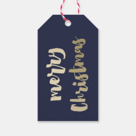 Etiqueta Para Presente Natal Feliz Dourado Escrito à Mão Moderno