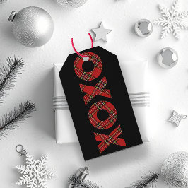 Etiqueta Para Presente Natal Feliz Férias em Xadrez Vermelho