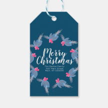 Natal Feliz Mão Aquarela Poinsettia Azul
