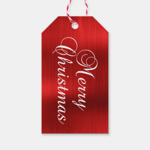 Etiqueta Para Presente Natal Feliz Metálico Vermelho