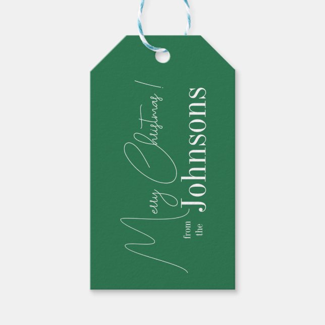Etiqueta Para Presente Natal Feliz Natal Verde Moderno (Frente)