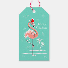 Etiqueta Para Presente Natal Flamingo Merry Natal aqua de volta