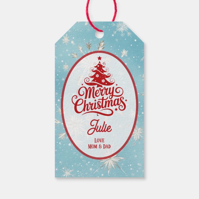 Etiqueta Para Presente Natal Flocos de Neve Bonitos (Verso)
