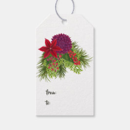 Etiqueta Para Presente Natal Floral em Aquarela
