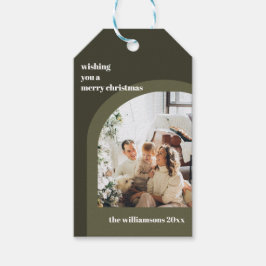 Etiqueta Para Presente Natal Foto Vertical Arco Moderno Verde Oliva