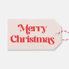 Etiqueta Para Presente Natal Groovy Moderno Retro Rosa e Vermelho
