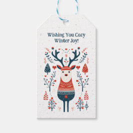 Etiqueta Para Presente Natal Hygge Cozy Winter Joy Deer Design