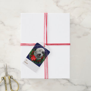 Etiqueta Para Presente Natal inglês velho do Sheepdog